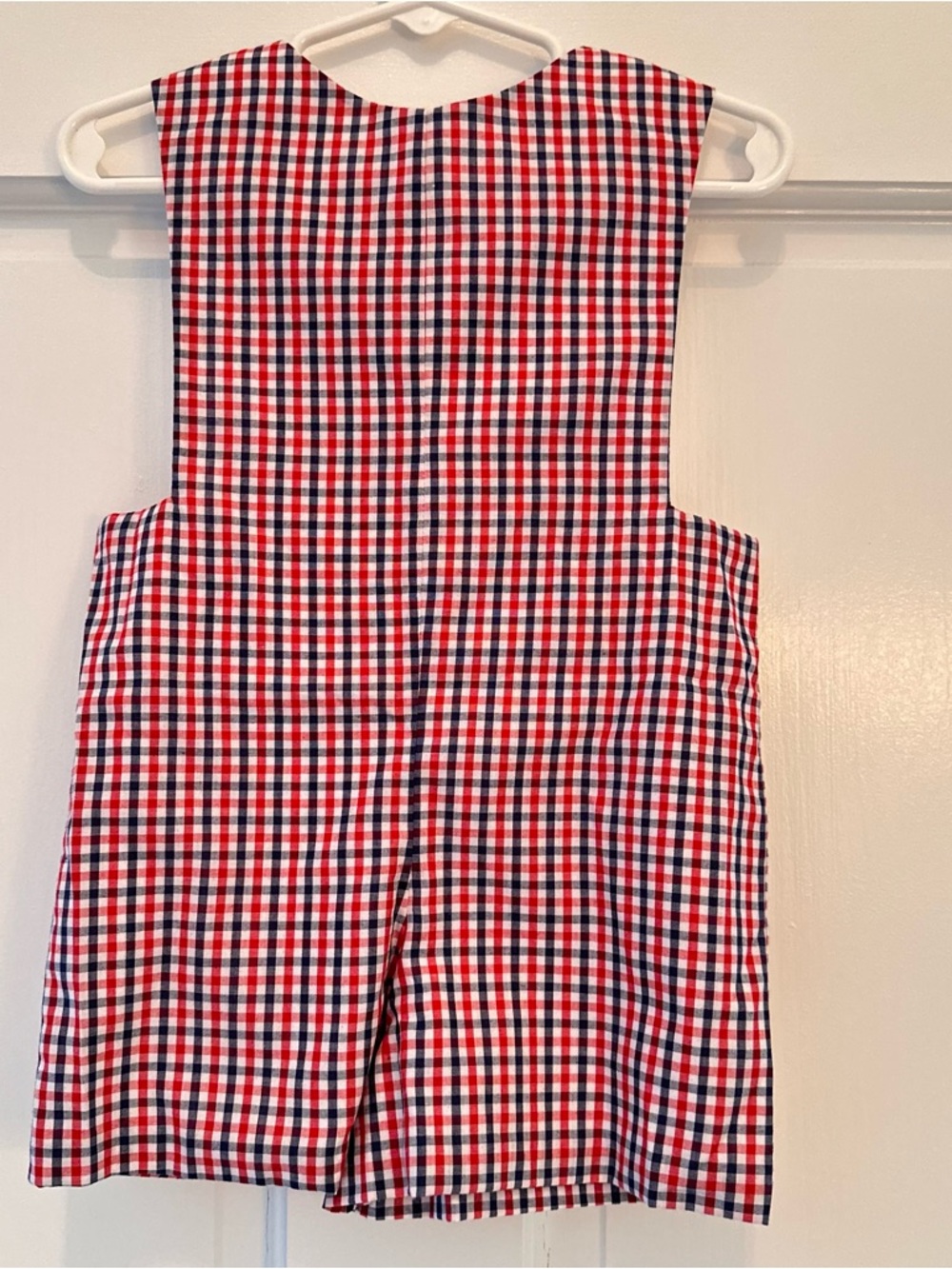 Three Sisters Boys 9M Smocked Red White & Blue Check Shortall Romper Boat Fish - Picture 7 of 11